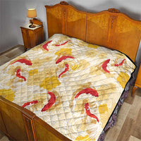 Beige Palaka Hawaii Aloha Quilt Koi Pond Mix Ilima Flowers - Polynesian Pride