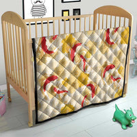 Beige Palaka Hawaii Aloha Quilt Koi Pond Mix Ilima Flowers - Polynesian Pride