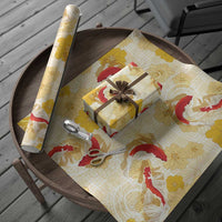 Beige Palaka Hawaii Aloha Wrapping Paper Koi Pond Mix Ilima Flowers