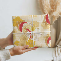 Beige Palaka Hawaii Aloha Wrapping Paper Koi Pond Mix Ilima Flowers