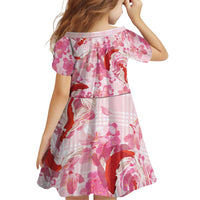 Pink Palaka Hawaii Aloha Family Matching Off Shoulder Maxi Dress and Hawaiian Shirt Koi Pond Mix Sakura - Polynesian Pride