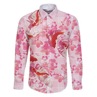 Pink Palaka Hawaii Aloha Family Matching Puletasi and Hawaiian Shirt Koi Pond Mix Sakura - Polynesian Pride