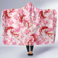 Pink Palaka Hawaii Aloha Hooded Blanket Koi Pond Mix Sakura - Polynesian Pride