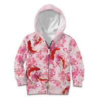 Pink Palaka Hawaii Aloha Kid Hoodie Koi Pond Mix Sakura - Polynesian Pride