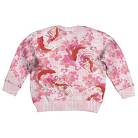Pink Palaka Hawaii Aloha Kid Ugly Christmas Sweater Koi Pond Mix Sakura - Polynesian Pride