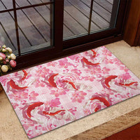 Pink Palaka Hawaii Aloha Rubber Doormat Koi Pond Mix Sakura - Polynesian Pride
