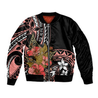 Hawaii Valentine Bomber Jacket Plumeria Aloha Wau Ia Oe LT7 Unisex Pink - Polynesian Pride