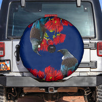 New Zealand Pohutukawa with Tui Birds Spare Tire Cover Version 2 LT7 Blue - Polynesian Pride
