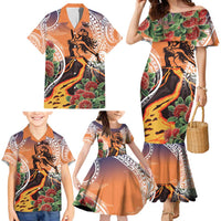 Hawaii Women's Day Tribal Family Matching Mermaid Dress and Hawaiian Shirt Pele Honua Mea