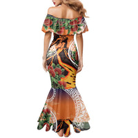 Hawaii Women's Day Tribal Family Matching Mermaid Dress and Hawaiian Shirt Pele Honua Mea