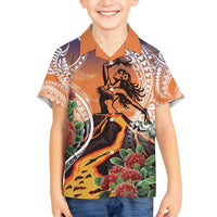 Hawaii Women's Day Tribal Family Matching Off Shoulder Maxi Dress and Hawaiian Shirt Pele Honua Mea