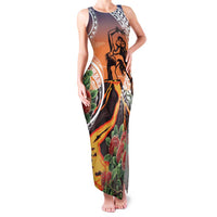 Hawaii Women's Day Tribal Family Matching Tank Maxi Dress and Hawaiian Shirt Pele Honua Mea