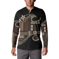 Samoa Siapo Mamanu Button Sweatshirt Waves Motifs