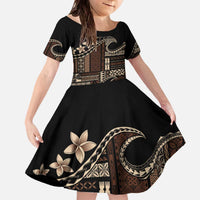 Samoa Siapo Mamanu Family Matching Off The Shoulder Long Sleeve Dress and Hawaiian Shirt Waves Motifs