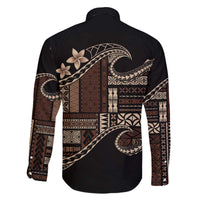 Samoa Siapo Mamanu Family Matching Off The Shoulder Long Sleeve Dress and Hawaiian Shirt Waves Motifs
