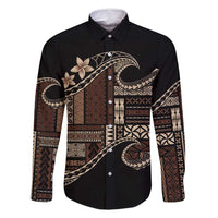 Samoa Siapo Mamanu Family Matching Summer Maxi Dress and Hawaiian Shirt Waves Motifs