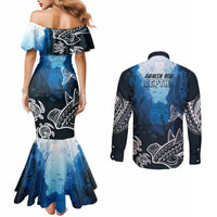 World Ocean Day Pasifika Couples Matching Mermaid Dress and Long Sleeve Button Shirt Awaken New Depths