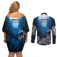 World Ocean Day Pasifika Couples Matching Off Shoulder Short Dress and Long Sleeve Button Shirt Awaken New Depths