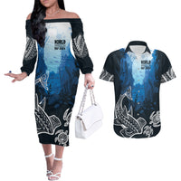 World Ocean Day Pasifika Couples Matching Off The Shoulder Long Sleeve Dress and Hawaiian Shirt Awaken New Depths