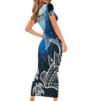 World Ocean Day Pasifika Short Sleeve Bodycon Dress Awaken New Depths