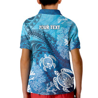 Hawaii World Ocean Day Kid Polo Shirt Kakau Turtles