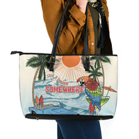 Summer Holiday It's 5 o'clock Somewhere Vintage Hawaii Leather Tote Bag LT7 - Polynesian Pride