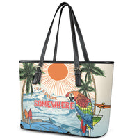 Summer Holiday It's 5 o'clock Somewhere Vintage Hawaii Leather Tote Bag LT7 - Polynesian Pride