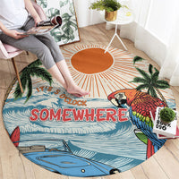 Summer Holiday It's 5 o'clock Somewhere Vintage Hawaii Round Carpet LT7 - Polynesian Pride