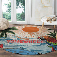 Summer Holiday It's 5 o'clock Somewhere Vintage Hawaii Round Carpet LT7 - Polynesian Pride