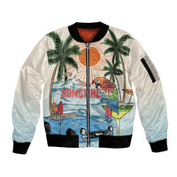 Summer Holiday It's 5 o'clock Somewhere Vintage Hawaii Sleeve Zip Bomber Jacket LT7 Unisex Colorful - Polynesian Pride