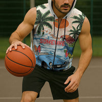 Summer Holiday It's 5 o'clock Somewhere Vintage Hawaii Sleeveless Zip Hoodie LT7 - Polynesian Pride