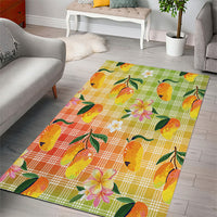 Aloha Hawaii Palaka Print Mango Plumeria Area Rug Tropical Vibes