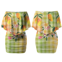 Aloha Hawaii Palaka Print Mango Plumeria Family Matching Off Shoulder Short Dress and Hawaiian Shirt Tropical Vibes