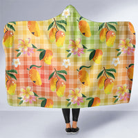 Aloha Hawaii Palaka Print Mango Plumeria Hooded Blanket Tropical Vibes