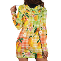 Aloha Hawaii Palaka Print Mango Plumeria Hoodie Dress Tropical Vibes