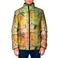 Aloha Hawaii Palaka Print Mango Plumeria Padded Jacket Tropical Vibes
