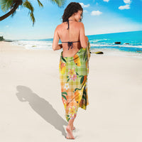 Aloha Hawaii Palaka Print Mango Plumeria Sarong Tropical Vibes