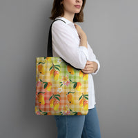 Aloha Hawaii Palaka Print Mango Plumeria Tote Bag Tropical Vibes