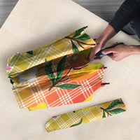 Aloha Hawaii Palaka Print Mango Plumeria Umbrella Tropical Vibes