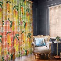 Aloha Hawaii Palaka Print Mango Plumeria Window Curtain Tropical Vibes