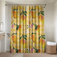 Aloha Hawaii Palaka Print Mango Plumeria Bathroom Set Fresh Lemon