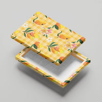 Aloha Hawaii Palaka Print Mango Plumeria Canvas Wall Art Fresh Lemon