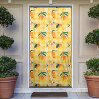 Aloha Hawaii Palaka Print Mango Plumeria Door Cover Fresh Lemon