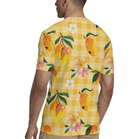 Aloha Hawaii Palaka Print Mango Plumeria Rugby Jersey Fresh Lemon