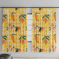 Aloha Hawaii Palaka Print Mango Plumeria Window Curtain Fresh Lemon