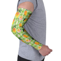 Aloha Hawaii Palaka Print Mango Plumeria Arm Sleeves Cool Mint
