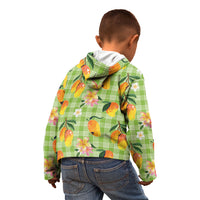 Aloha Hawaii Palaka Print Mango Plumeria Kid Hoodie Cool Mint