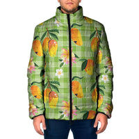 Aloha Hawaii Palaka Print Mango Plumeria Padded Jacket Cool Mint