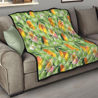 Aloha Hawaii Palaka Print Mango Plumeria Quilt Cool Mint