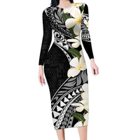 Aloha Hawaii Festive Long Sleeve Bodycon Dress Frangipani Lace Classic